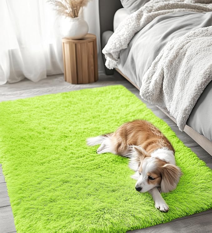 OLANLY 3x5 Machine Washable Small Bedside Rug, Soft Fluffy Shaggy Rugs - Image 5