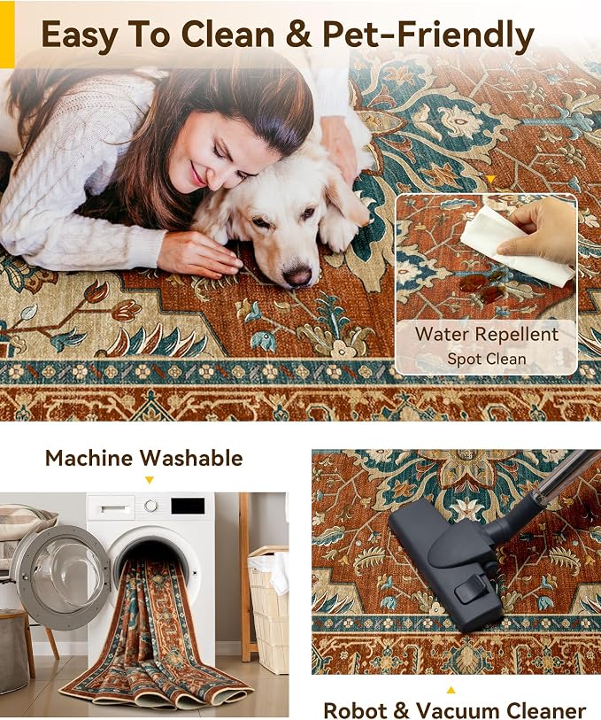RELEANY Washable Area Rug, Runner 2'6"x5', Water Repellent, Pet Friendly - Image 5