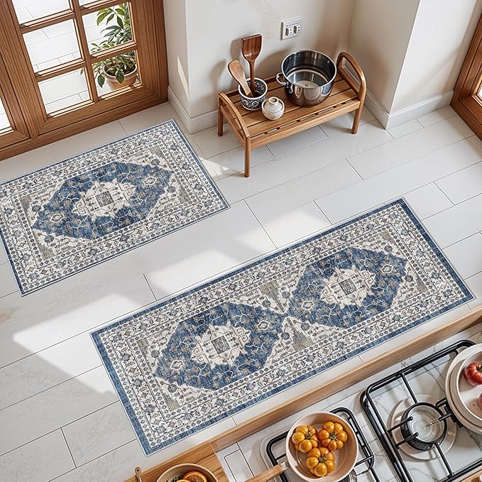 Kitchen Sink Rugs Set 0f 2: Washable Non-Slip Hardwood Floor Mat by HYHAOYUNLAI