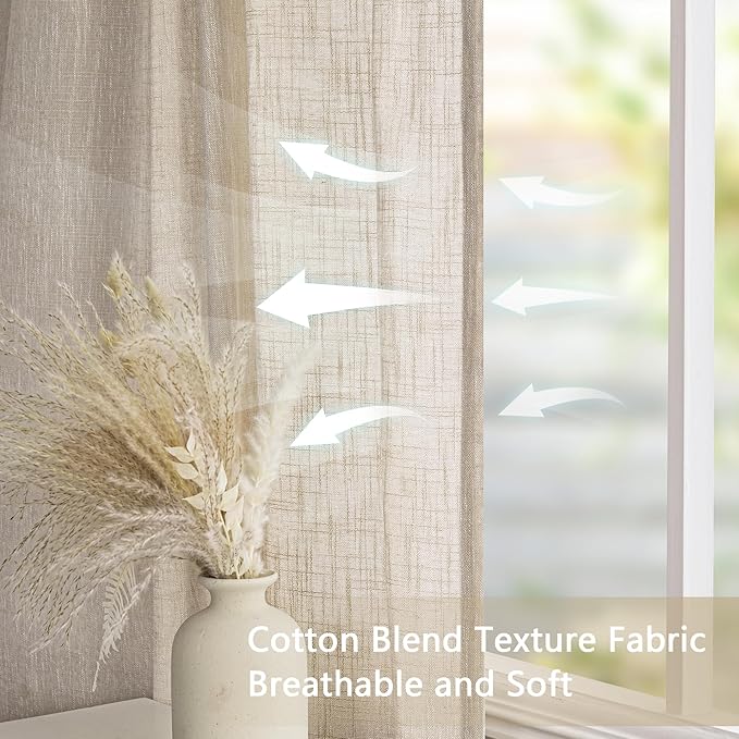 MYSKY HOME 30 Inch Length Oatmeal Tiers Curtains - Image 6