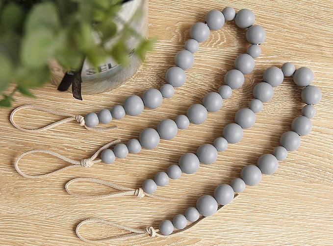 OCIOLI 2 Pack Wood Bead Curtain Tieback Boho Curtain Tiebacks Curtain Holdbacks - Image 2