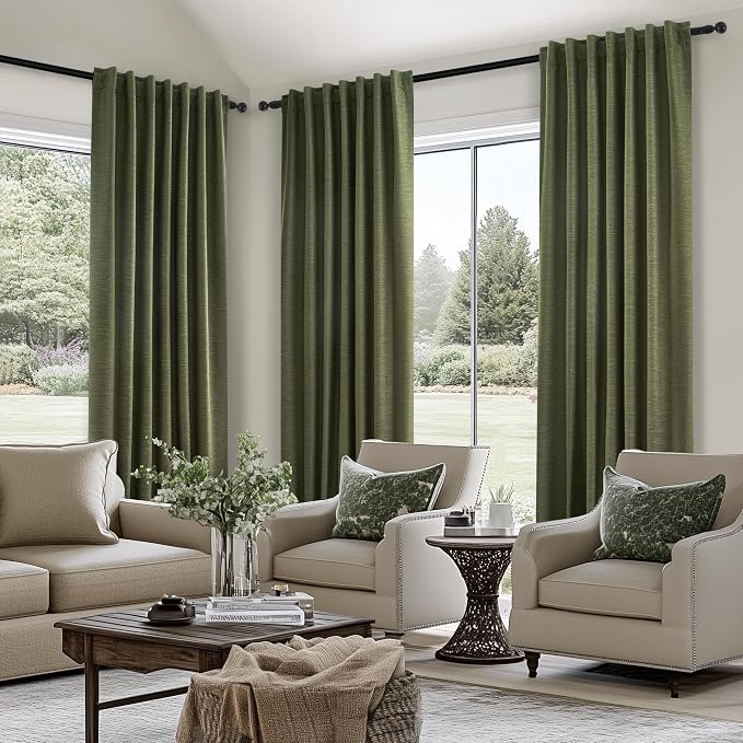 Topfinel Extra Long 132 Inch Olive Green Curtains 2 Panels Set - Image 4
