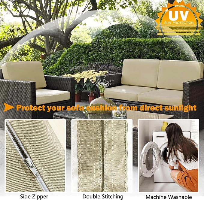 Sqodok Patio Cushion Cover 21x19 inch, Outdoor Seat Cushion Slip Cover - Image 5