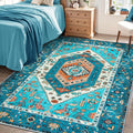 SERISSA 4x6 Boho Bedroom Rug, Washable Non Slip Vintage Blue Area Rugs by SERISSAHomeDecorCollection