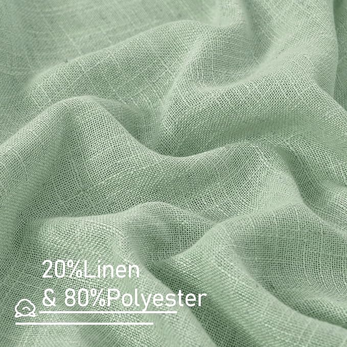 LAMIT 95 Inches Long Fresh Green Linen Curtains - Image 3