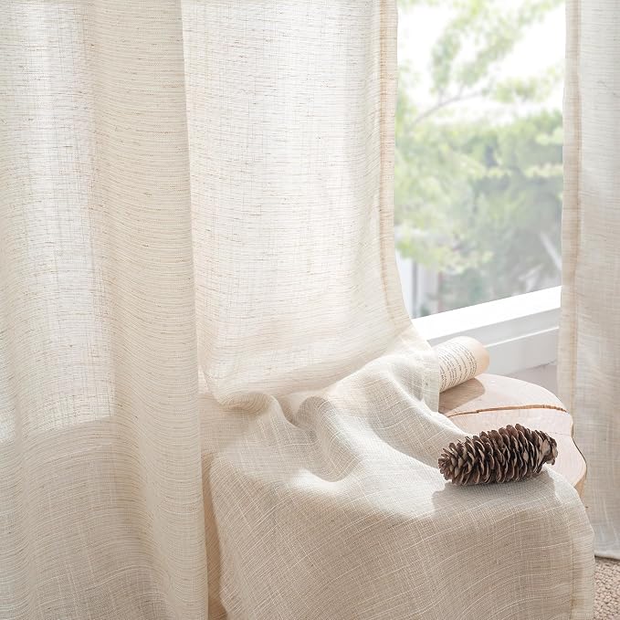 BGment Oatmeal Linen Curtains 84 Inch Length - Image 7