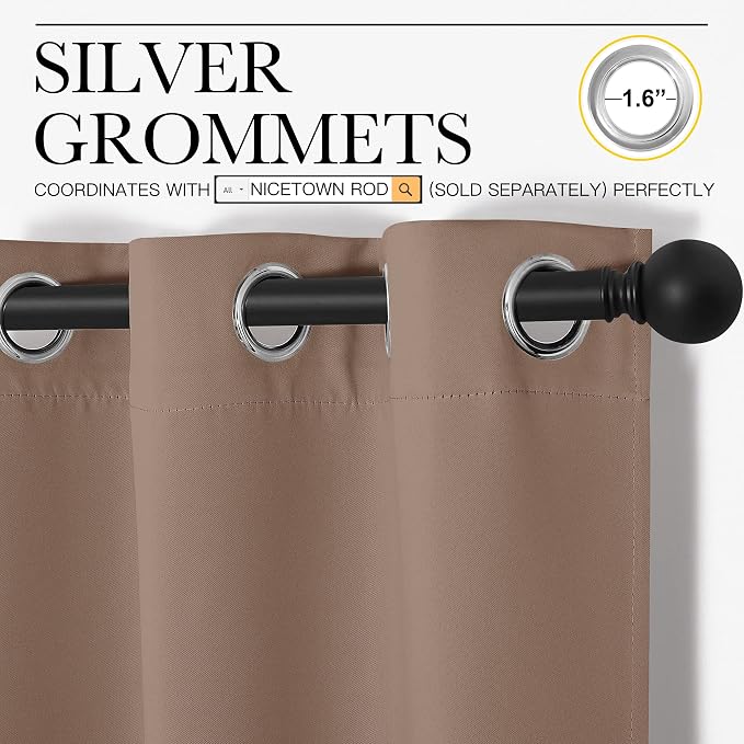 NICETOWN Small Window Kitchen Blackout Curtains, Thermal Insulated Solid - Image 3