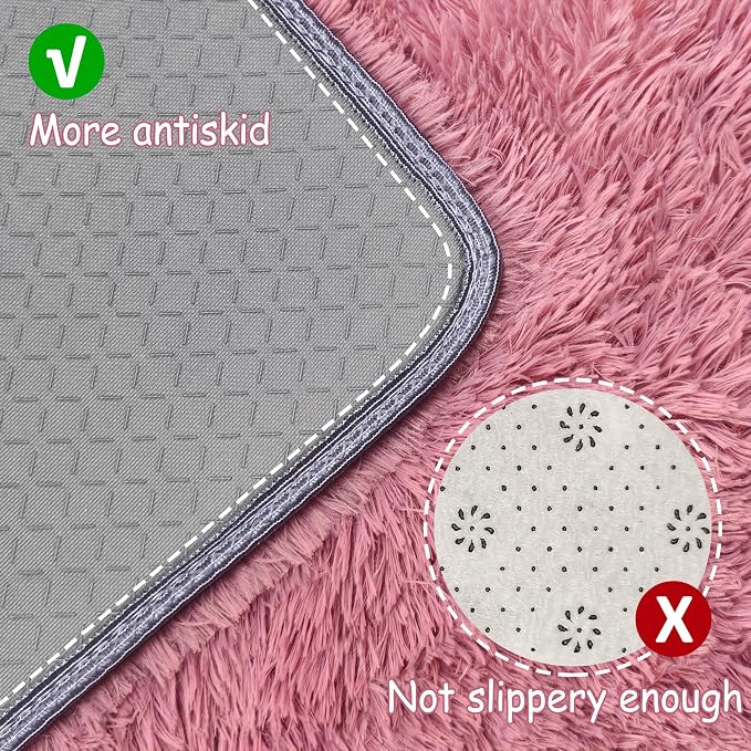 2x10 Bedside Area Rugs for Bedroom Soft Fluffy Shag Blush Pink Rug for Hallway - Image 4