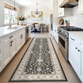 Washable 3x10 Hallway Runner Rug: Black Vintage Rug Runner Ultra Soft Low Pile by TOPRUUG