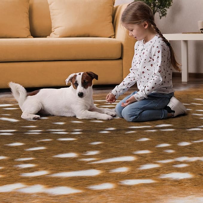 Deer Rug Antelope Print Rug, 5.2x7 Feet Faux Deer Hide Fawn Animal Print Skin - Image 5