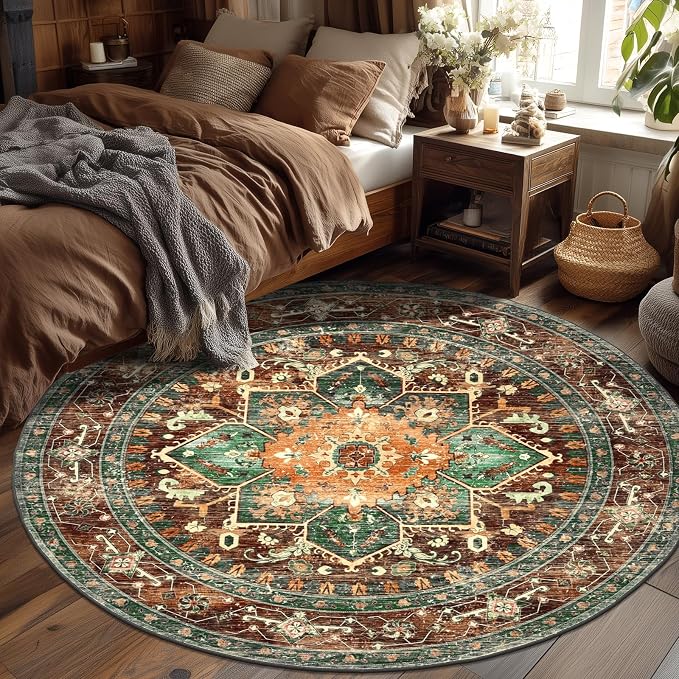 Yamaziot 6FT Round Washable Area Rug, Non-Slip Boho Circle Rugs - Image 6