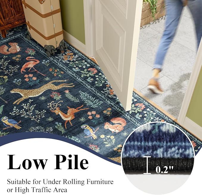 DUKINO 2.6x12 Hallway Runner Rug, Washable Animal Rug Non Slip, Stain Resistant - Image 7