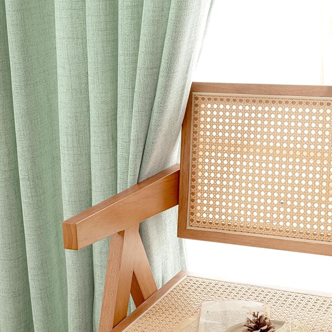 YoungsTex Sage Green Linen Curtains 95 Inch Long - Image 5