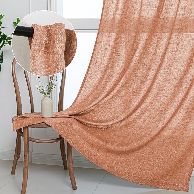 MYSKY HOME Floor Length Burnt Orange Curtains 95 Inch Long Panels, Boho - Image 9
