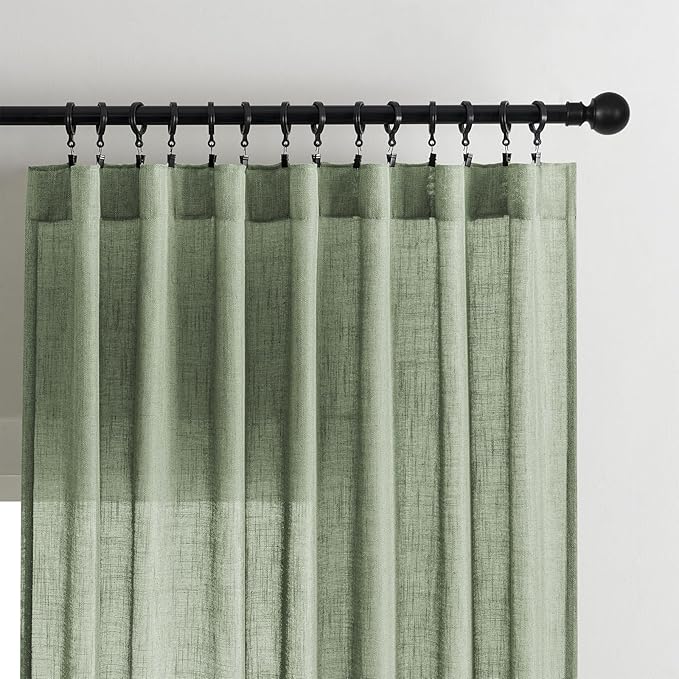 Joydeco Linen Curtains 90 Inch Length 2 Panel Sets, Light Filtering Curtains - Image 3