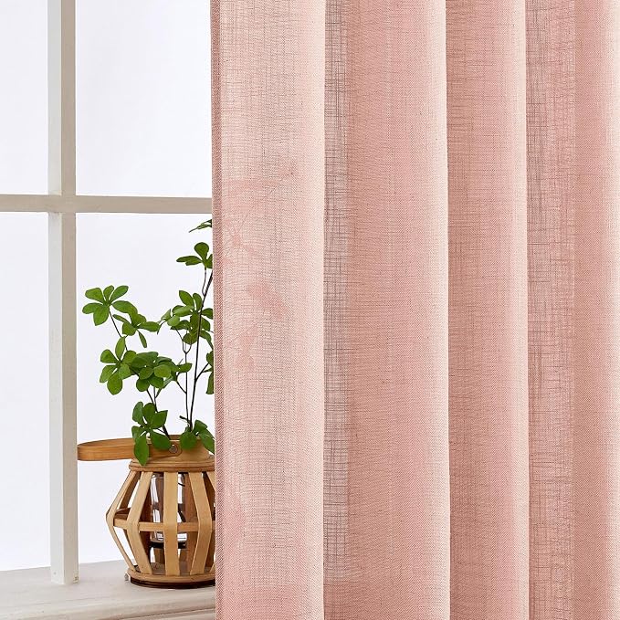 MIULEE Blush Pink Linen Curtains 96 Inches Long 2 Panels - Image 5