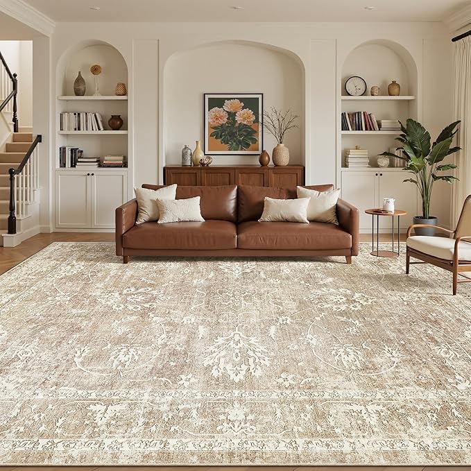 Madane 8x10 Area Rugs for Living Room, Machine Washable Vintage Natural Rug - Image 2