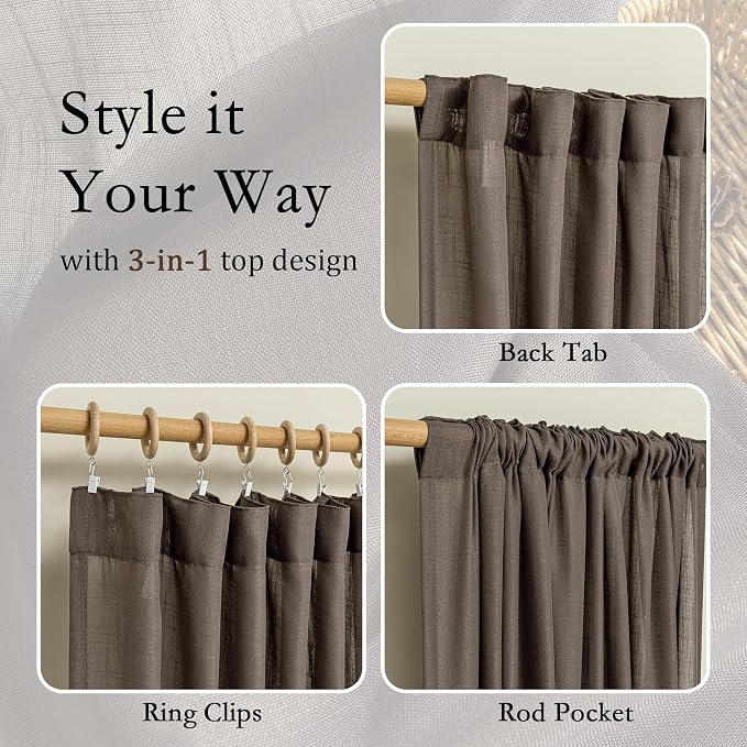 MYSKY HOME Dark Brown Curtains 96 Inches Long - Image 4