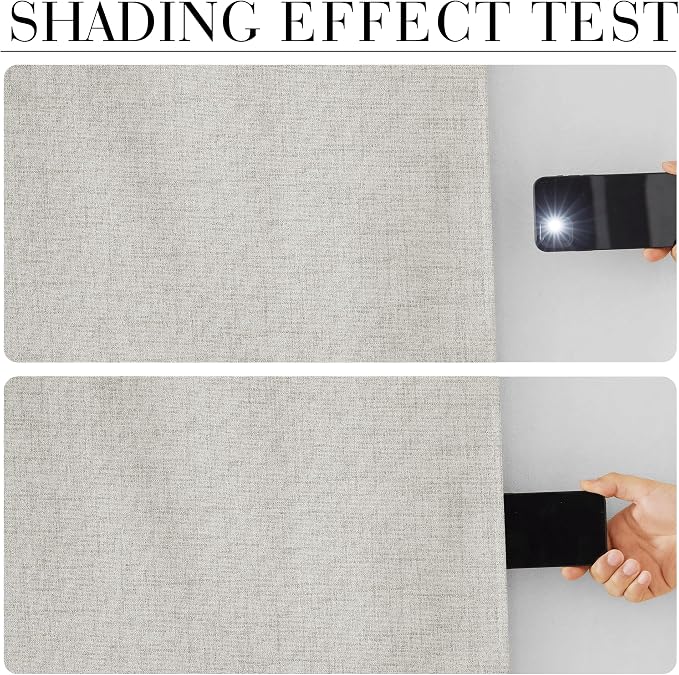 RYB HOME Cream 100% Blackout Curtains 63 inch Long, Light Blacking & Thermal - Image 2