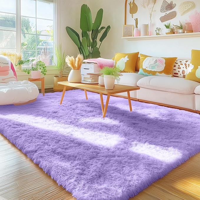 OLANLY Area Rugs for Living Room, Machine Washable 4x5.9 ft Soft Fluffy Shaggy - Image 3