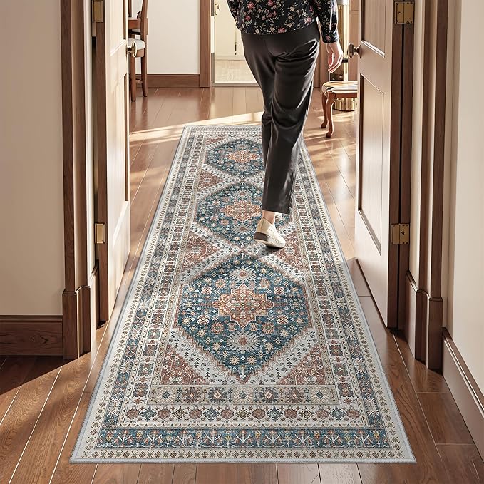Kitchen Runner Rug Non Slip Washable 2.5x8, Soft Low Pile Entryway Rug Runners by Restydon