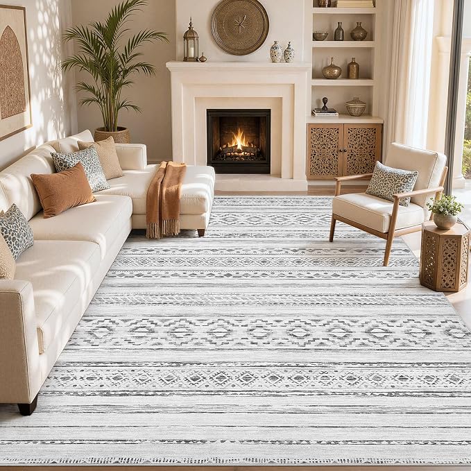 cotiled Boho 10x14 Area Rug for Living Room: Large Moroccan Washable Rug | by COTILED