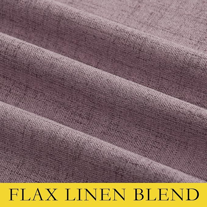NICETOWN Chaise Mauve Vintage Linen 100% Blackout Curtains - Image 8