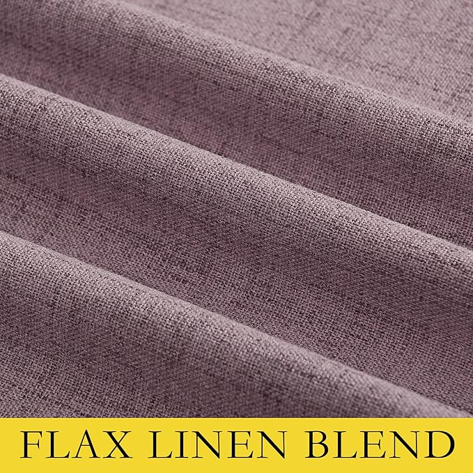 NICETOWN Chaise Mauve Vintage Linen 100% Blackout Curtains - Image 8