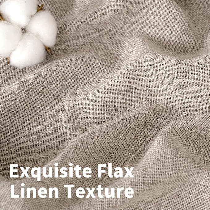YoungsTex Oatmeal Linen Curtains 95 lnch Long 2 Panels, Tan Grommet Drapes | - Image 5