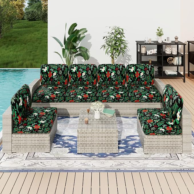 hyha Printed Couch Cushion Covers, Floral Sofa Covers Washable - Image 2