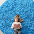 OLANLY Bright Blue Round Rugs for Bedroom by OLANLY