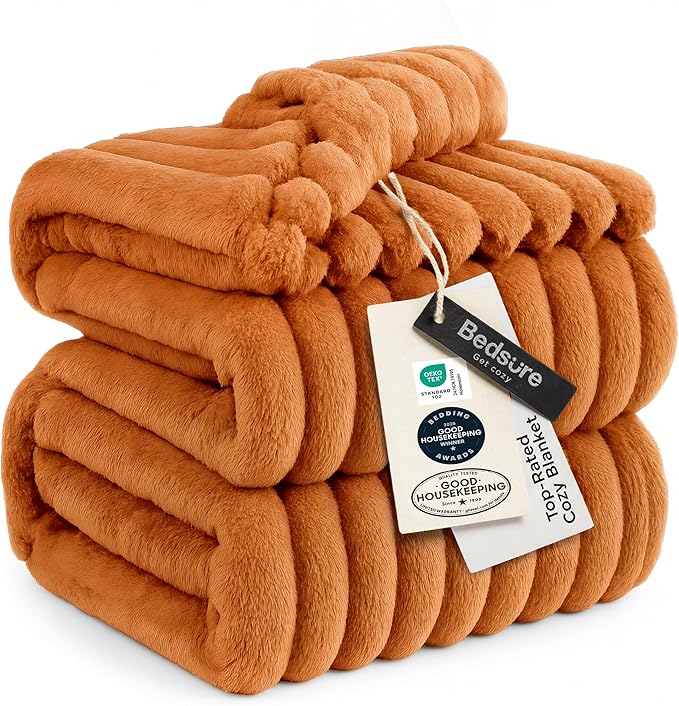 Bedsure GentleSoft Orange Full Blanket by BEDSURE