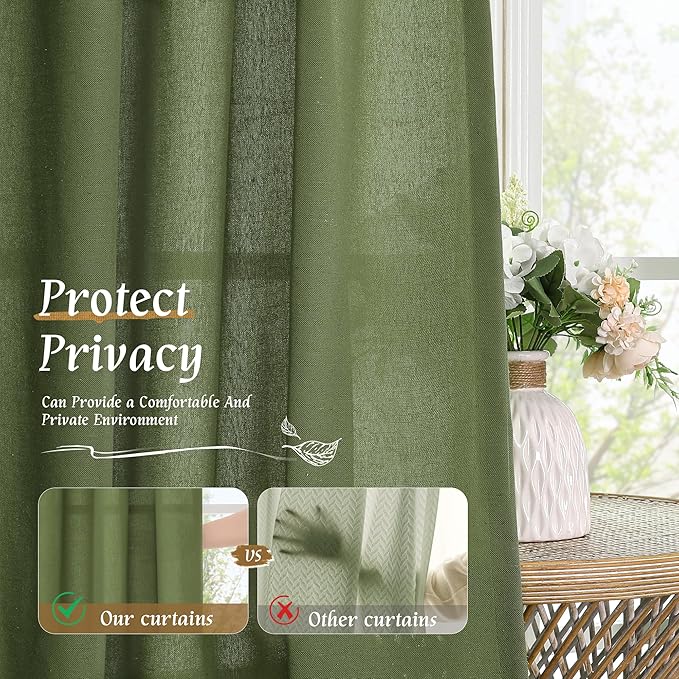 LAMIT Faux Linen Curtains 63 inches Long - Image 5