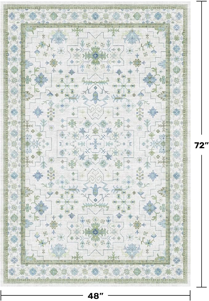 Blue and Green 4x6 Rugs for Small Living Room - Image 2