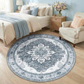 RELEANY Area Rugs 5ft Washable Non-Slip, Floral Vintage Distress Print Pattern by RELEANY