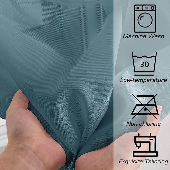 OWENIE Dusty Blue Sheer Curtains 90 Inches Long 2 Panels Set - Image 4