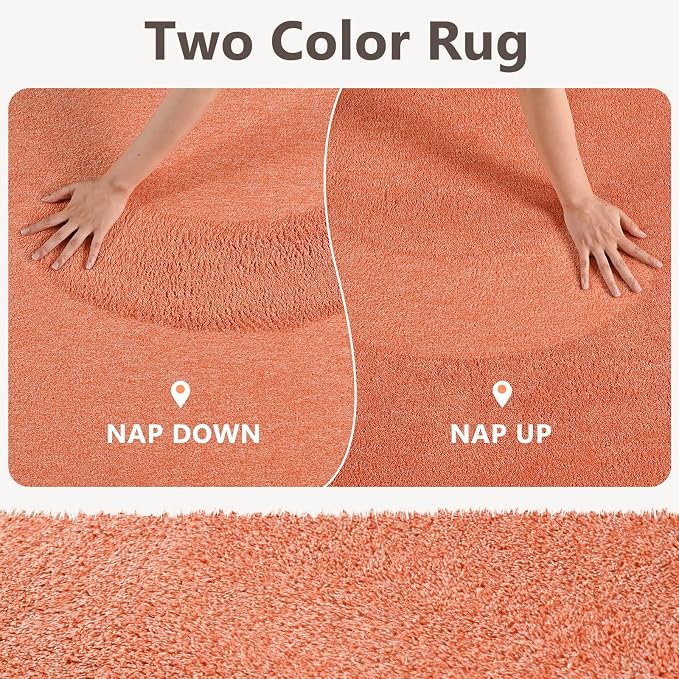 2x3 Orange/White Area Rug Washable Non-Slip Soft - Image 9