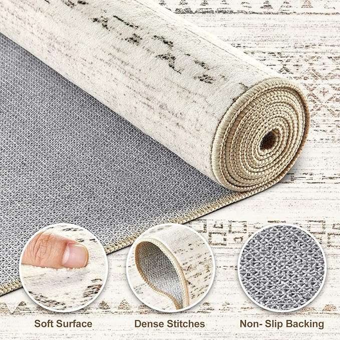 Nakagishi 10x12 Area Rug Living Room: Washable Boho Large Neutral Modern Soft - Image 3