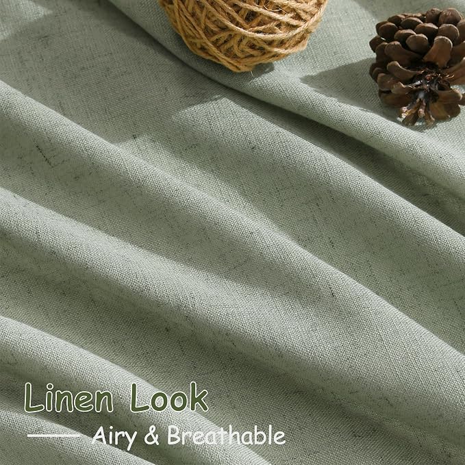 Nanspring Desert Sage Linen Curtains Semi Sheer 96 Inches Long 2 Panels Set - Image 5