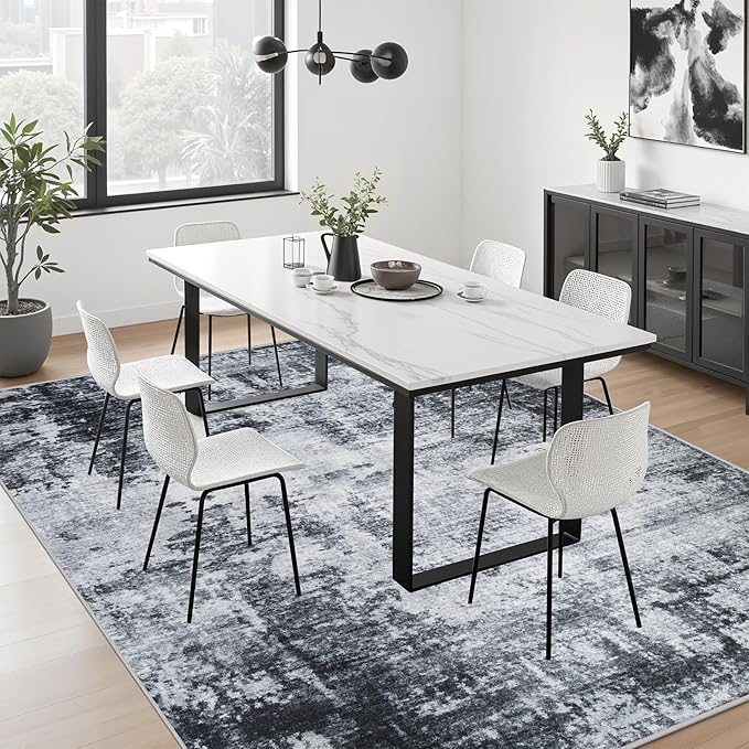 9x12 Area Rug Living Room Rug: Washable Modern Abstract Soft Thin Rug Indoor - Image 5