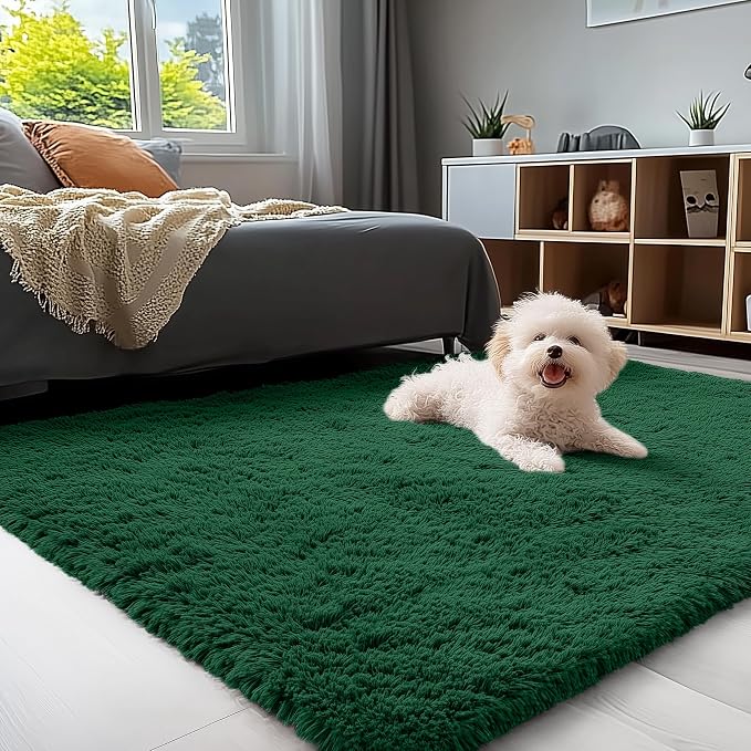 OLANLY 3x5 Machine Washable Small Bedside Rug, Soft Fluffy Shaggy Rugs by OLANLY