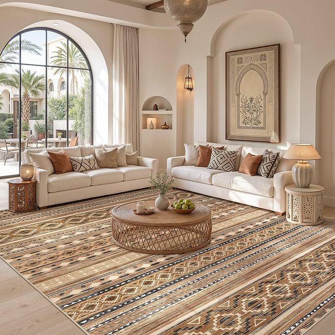 cotiled Boho 10x14 Area Rug for Living Room: Large Moroccan Washable Rug | - Image 4
