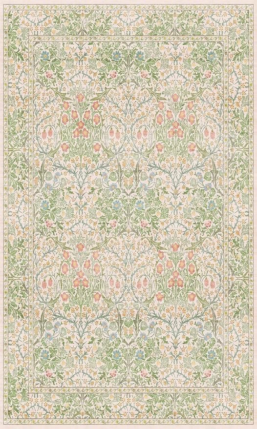 Washable Neutral Floral Living Room Rug, 3x5 Area Rugs - Image 9