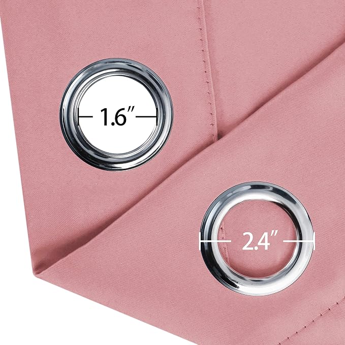 LEMOMO Blackout Curtains 52 x 63 inch/Pink Curtains Set of 2 Panels/Thermal - Image 4