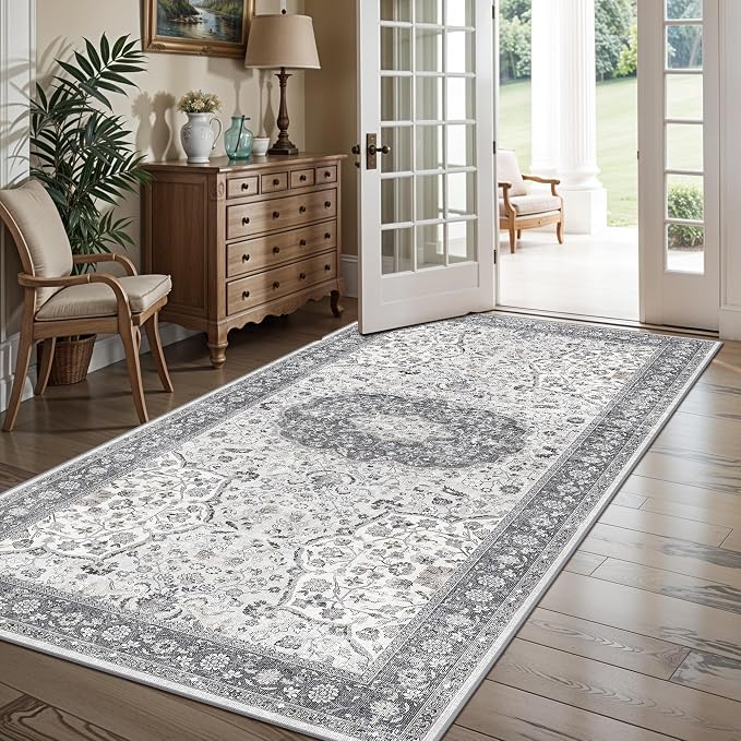 Hallway 4x8 Washable Runner Rug: Oriental Stain Resistant Entryway Kitchen Rug - Image 5