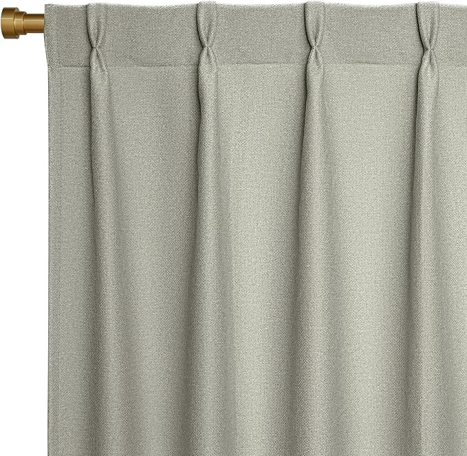 Joydeco Greyish White Pinch Pleated Thick Linen Curtains 84 Inch Long 2 Panel by JOYDECO