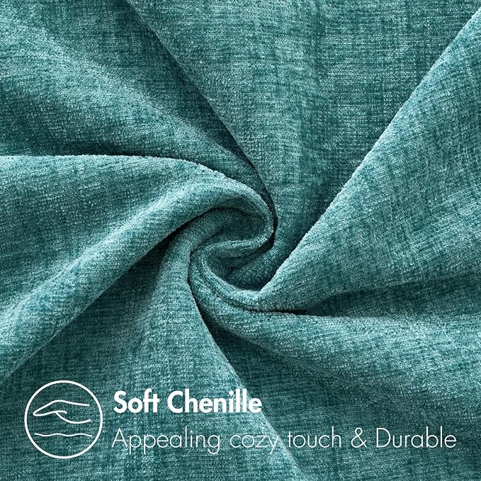 MIULEE Pack of 2 Couch Throw Pillow Covers 20x20 Inch Soft Teal Chenille Pillow - Image 2