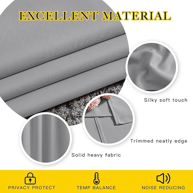 NICETOWN Blackout Silver Grey Living Room Curtains - Image 4