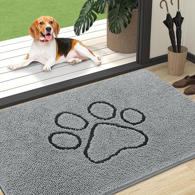 OLANLY Dog Door Mat for Muddy Paws 47x32, Paw Print Design, Absorbs Moisture by OLANLY