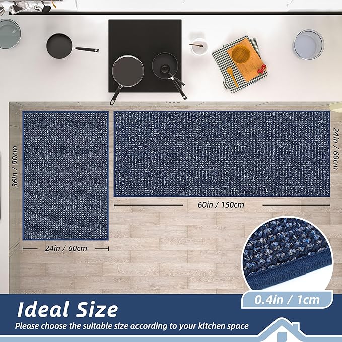 BEQHAUSE Kitchen Rugs and Mats 2PCS, Non-Slip Kitchen Mats - Image 2